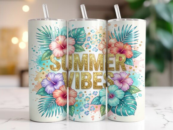 20 Oz Summer Vibes Skinny Tumbler Wrap