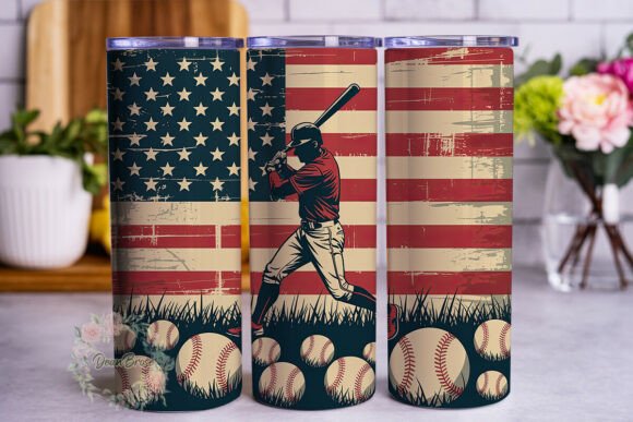 Baseball Flag Vintage 20oz Tumbler Wrap