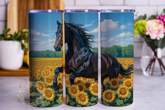 Black Horse Sunflower 20oz Tumbler Wrap