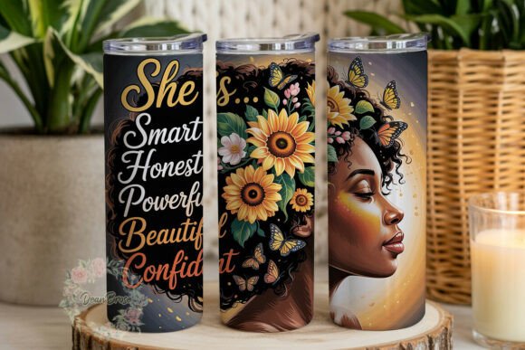 Black Woman She is Sunflower Tumbler