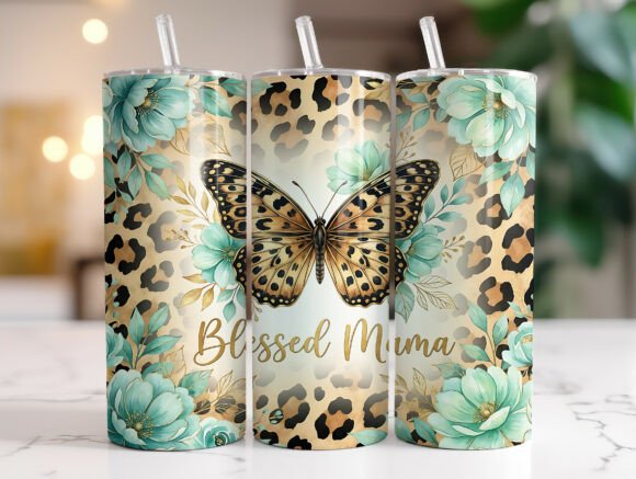 Blessed Mama Butterfly 20oz Tumbler Wrap