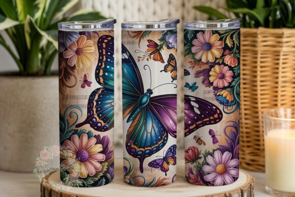 Butterfly Floral Music 20oz Tumbler Wrap