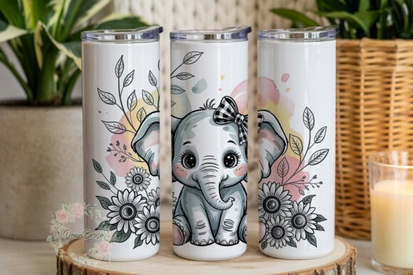 Cute Elephant Sunflower 20oz Tumbler