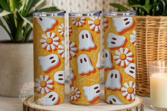 Cute Ghost Daisy Orange 20oz Tumbler