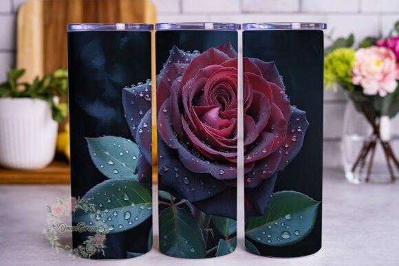 Dark Red Rose Water Drop 20oz Tumbler Wr