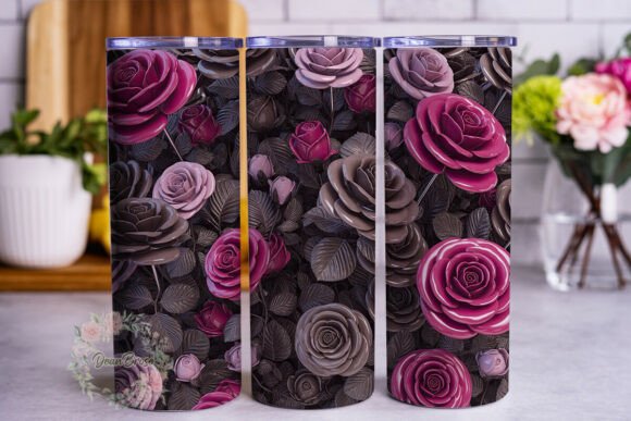 Dark Rose Floral 20oz Tumbler Wrap