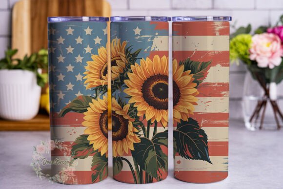 Distressed Flag Sunflower 20oz Tumbler W