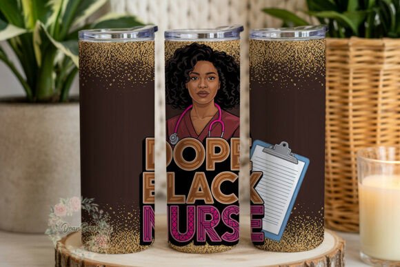 Dope Black Nurse Glitter 20oz Tumbler