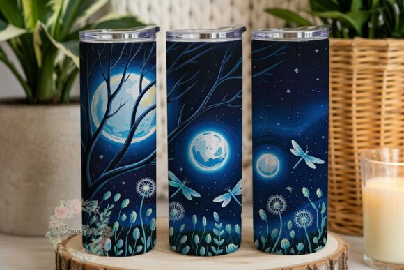 Ethereal Moonlight Dragonflies Tumbler