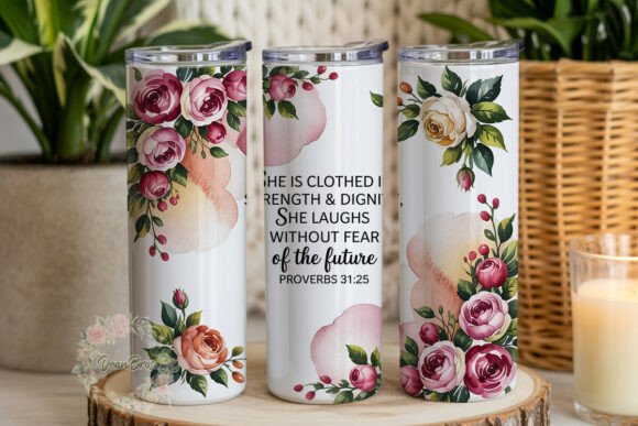 Floral Scripture Inspirational Tumbler