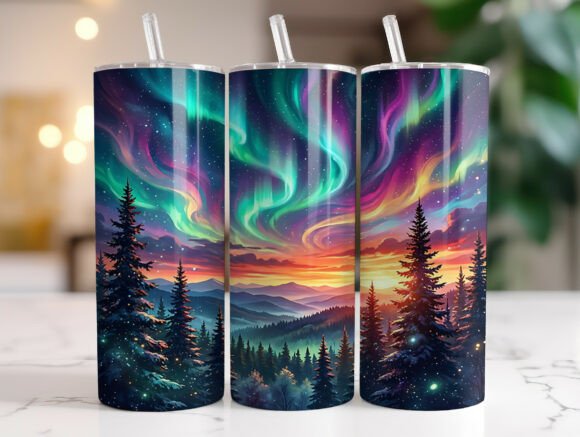 Galaxy Northern Lights Forest Tumbler