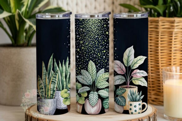 Glitter Potted Plants 20oz Tumbler Wrap