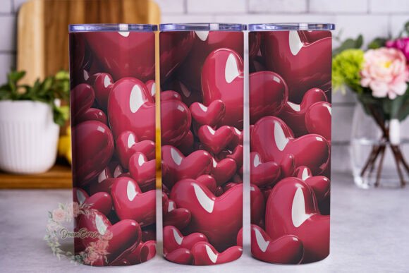 Glossy Pink Hearts 20oz Tumbler Wrap