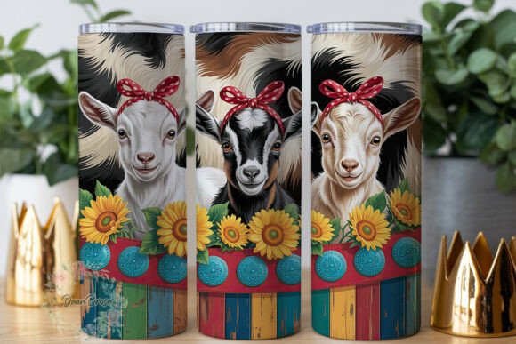 Goat Sunflower Cowhide Rustic Tumbler