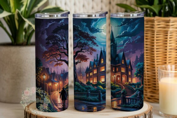 Gothic Night Village 20oz Tumbler Wrap
