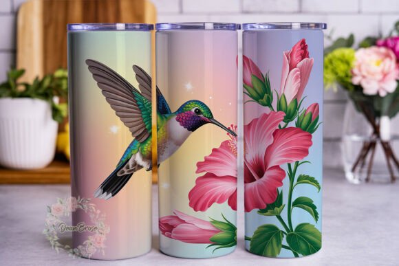 Hummingbird Floral Pastel 20oz Tumbler W