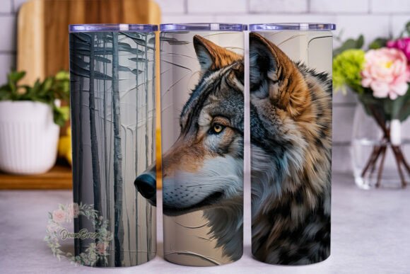 Impasto Wolf Forest 20oz Tumbler Wrap