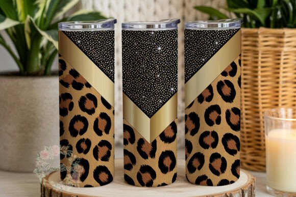 Leopard Gold Glitter V 20oz Tumbler Wrap