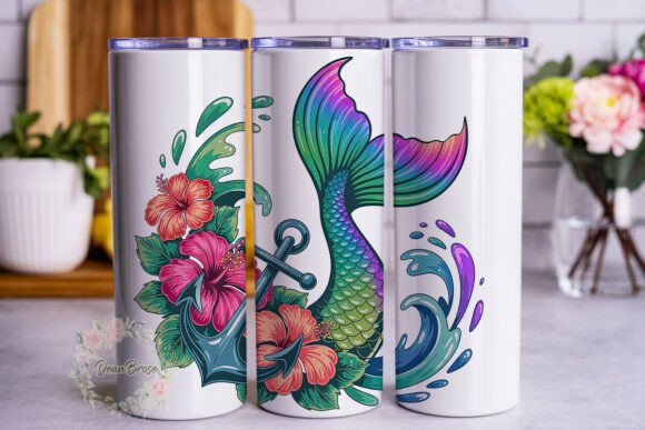 Mermaid Hibiscus Floral 20oz Tumbler Wra