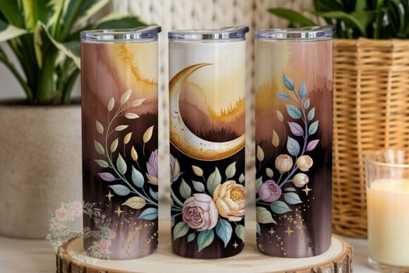 Mystic Moon Flowers 20oz Tumbler Wrap