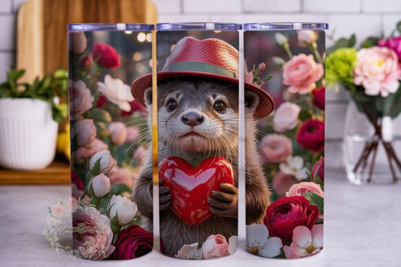 Otter Love Heart 20oz Tumbler Wrap
