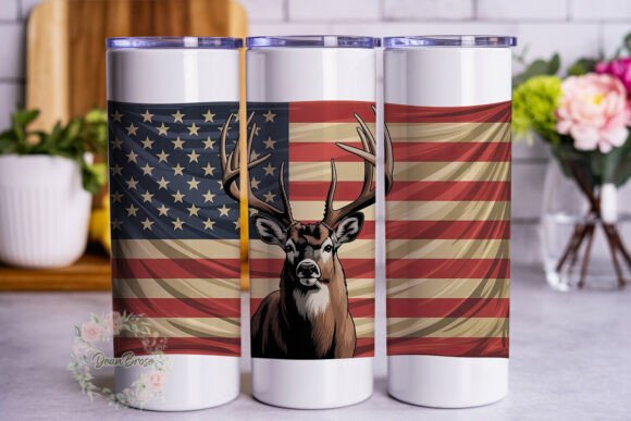 Patriotic Buck Flag 20oz Tumbler Wrap
