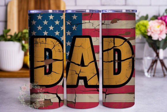 Patriotic DAD Grunge 20oz Tumbler Wrap