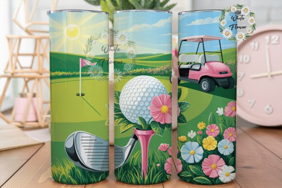Pink Golf Day Floral 20oz Tumbler Wrap