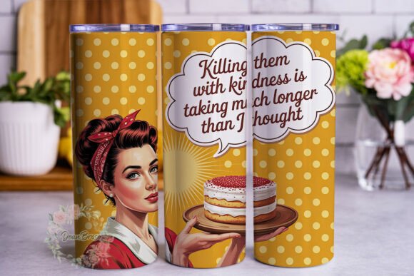 Retro Sassy Woman Cake 20oz Tumbler Wrap