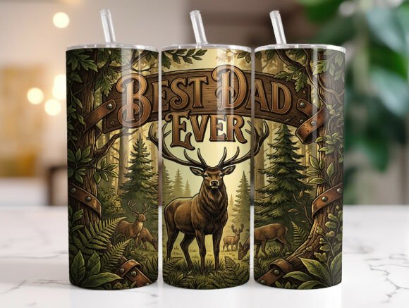 Rustic Deer Best Dad Ever Tumbler Wrap