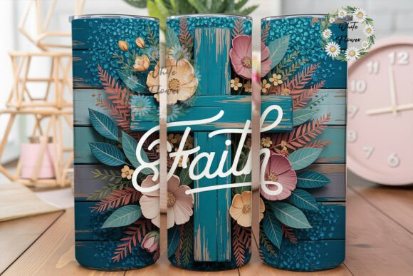 Rustic Floral Cross 20oz Tumbler Wrap