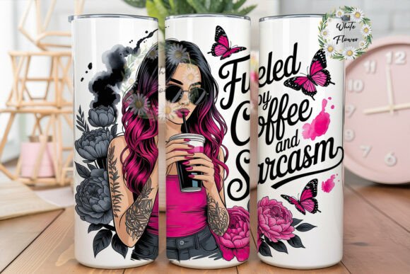 Sassy Pink Hair Coffee 20oz Tumbler Wrap