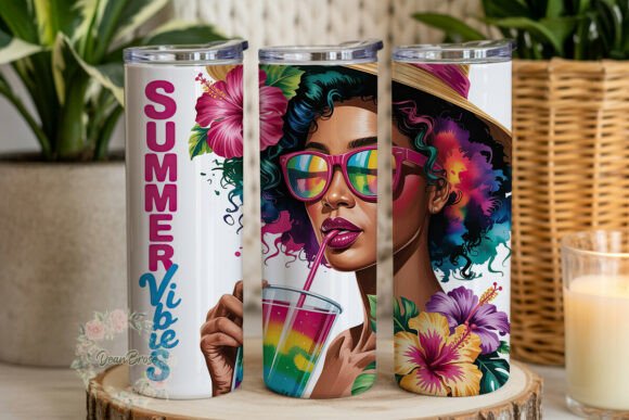 Summer Vibes Afro Lady 20oz Tumbler Wrap