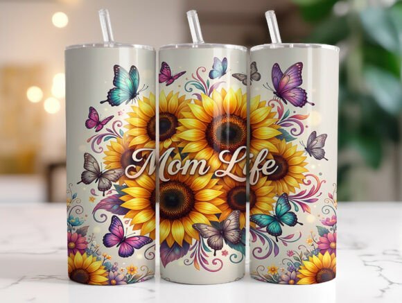 Sunflower Mom Life Floral Tumbler Wrap