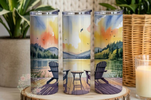 Sunset Lake View 20oz Tumbler Wrap