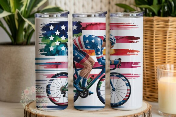 US Flag Cyclist Sports 20oz Tumbler Wrap