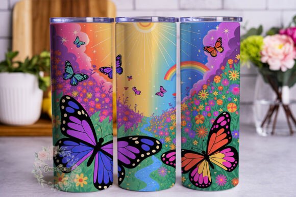 Vibrant Butterfly Garden Tumbler Wrap