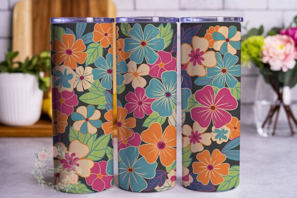 Vibrant Floral Design 20oz Tumbler Wrap