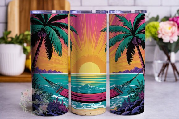 Vibrant Sunset Beach 20oz Tumbler Wrap