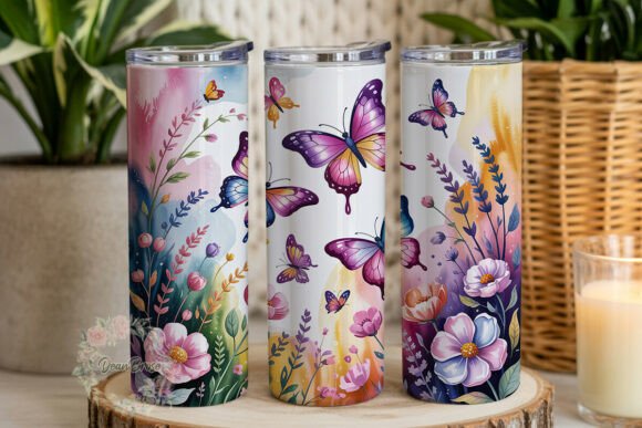 Watercolor Butterfly Floral 20oz Tumbler