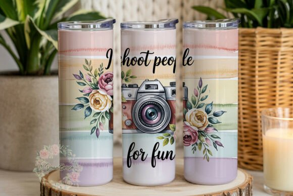 Watercolor Camera Floral 20oz Tumbler