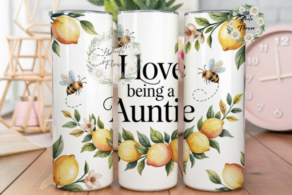 Watercolor Lemon Auntie 20oz Tumbler