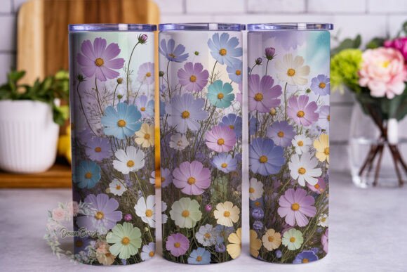 Whimsical Pastel Flowers Tumbler Wrap PN