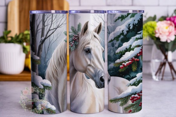 Winter White Horse Forest Tumbler Wrap